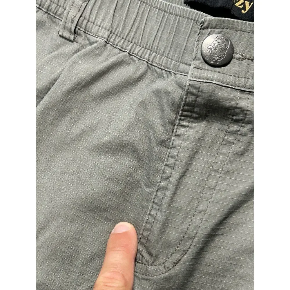 Wrmfzy Pants Mens Large Grey Ripstop Tactical Cargo Elastic Waist Stretch